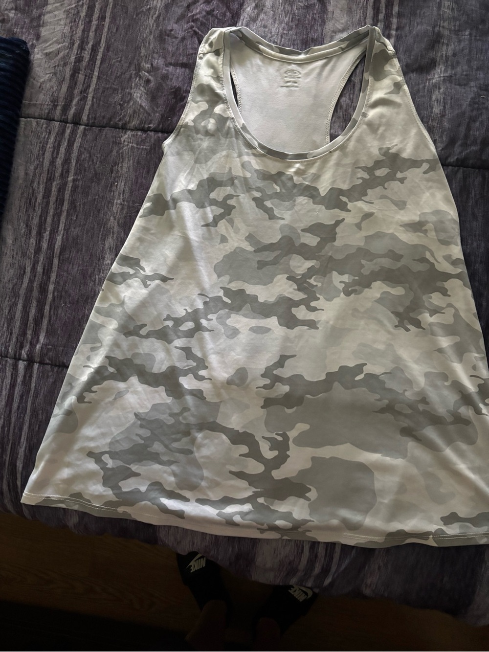 Camo Racerback Tank Top in Light Gray & White Size XXL